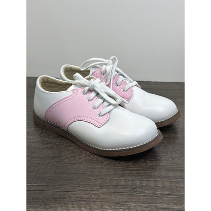 FootMates Saddle Oxford Girls 12W White Pink Leather Classic Preppy EUC0
