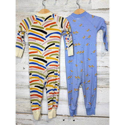 Hanna Andersson Sleepers Kids 18-24M Blue Rainbow Organic Cotton Scandi5