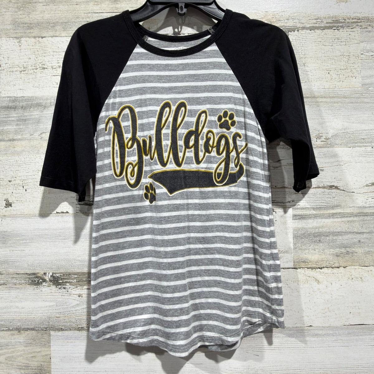 Tees2urdoor Baseball Tee Girls Youth Medium Gray Black Bulldogs Graphic0