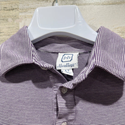 Lila and Hayes Polo Shirt Boys 4T Purple Striped Pima Cotton Classic EUC4
