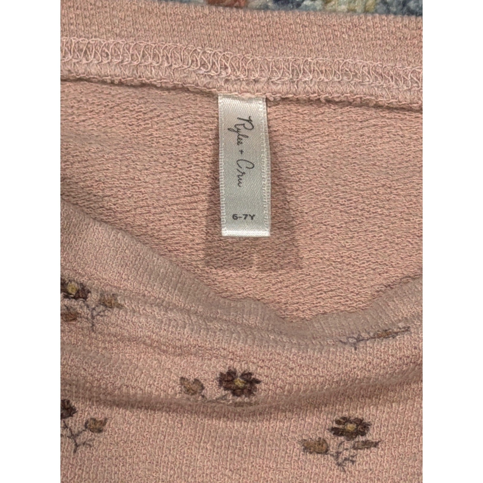 Rylee + Cru Floral Sweatshirt Girls 6/7 Pink Boho Long Sleeve EUC1