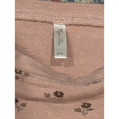Rylee + Cru Floral Sweatshirt Girls 6/7 Pink Boho Long Sleeve EUC1