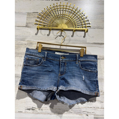 Abercrombie & Fitch Denim Shorts Womens 8 Blue Distressed Raw Hem EUC0