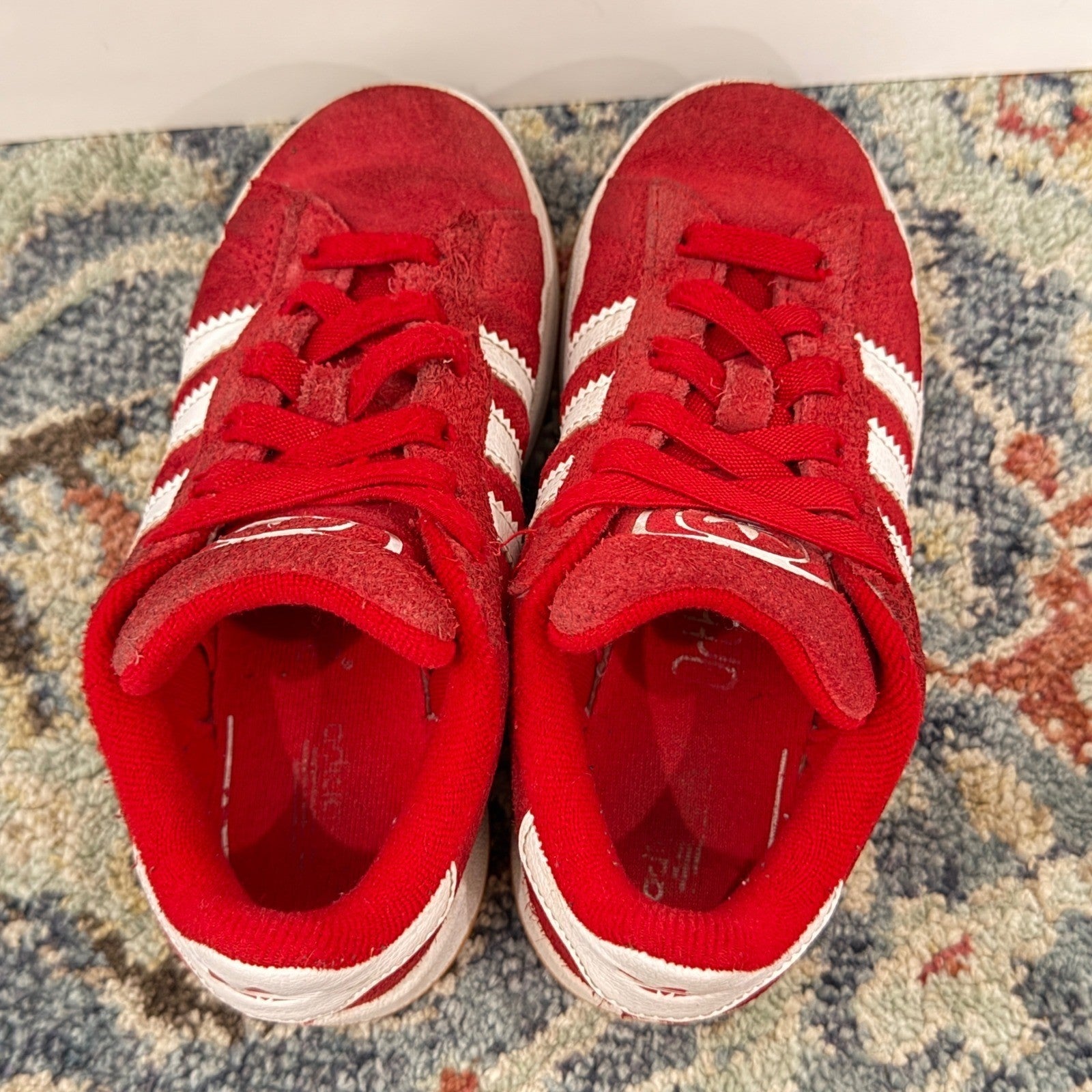 Adidas Campus 00s Kids Size 13K Red Suede Chunky Skater Sneaker Play *Flawed7