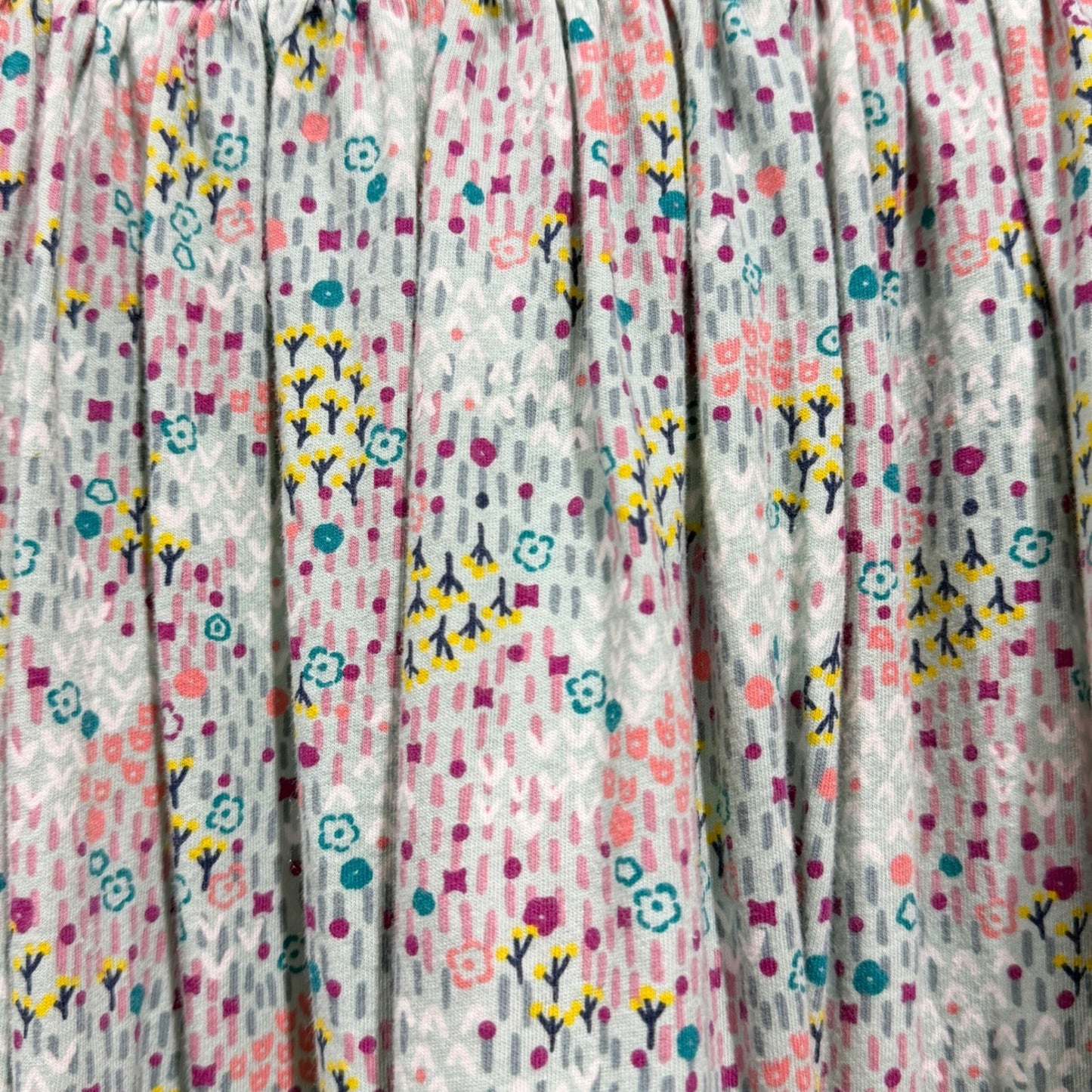 Tea Collection Dress Girls 7 Green Multi Floral Cotton Jersey Boho EUC2