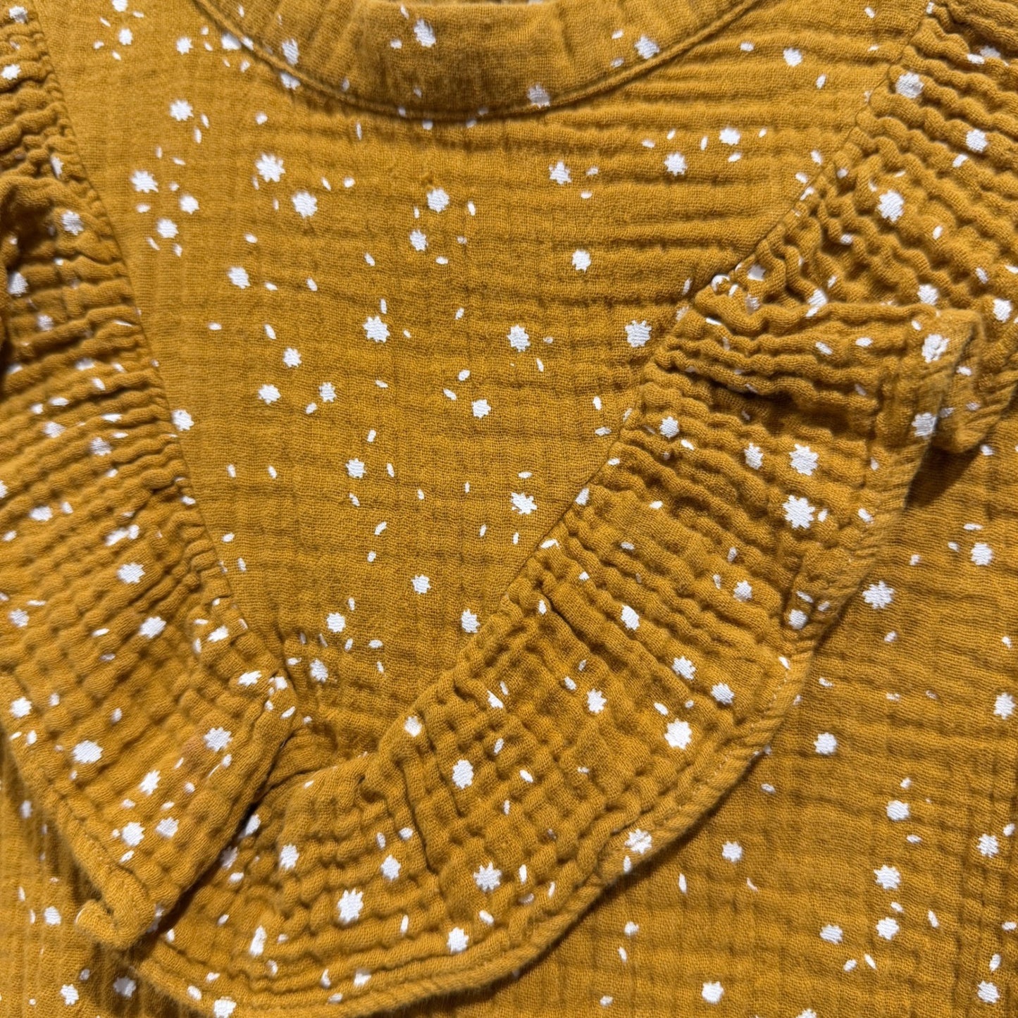 Rylee + Cru Dress Girls 2-3Y Mustard Star Gauze Ruffle Boho EUC1