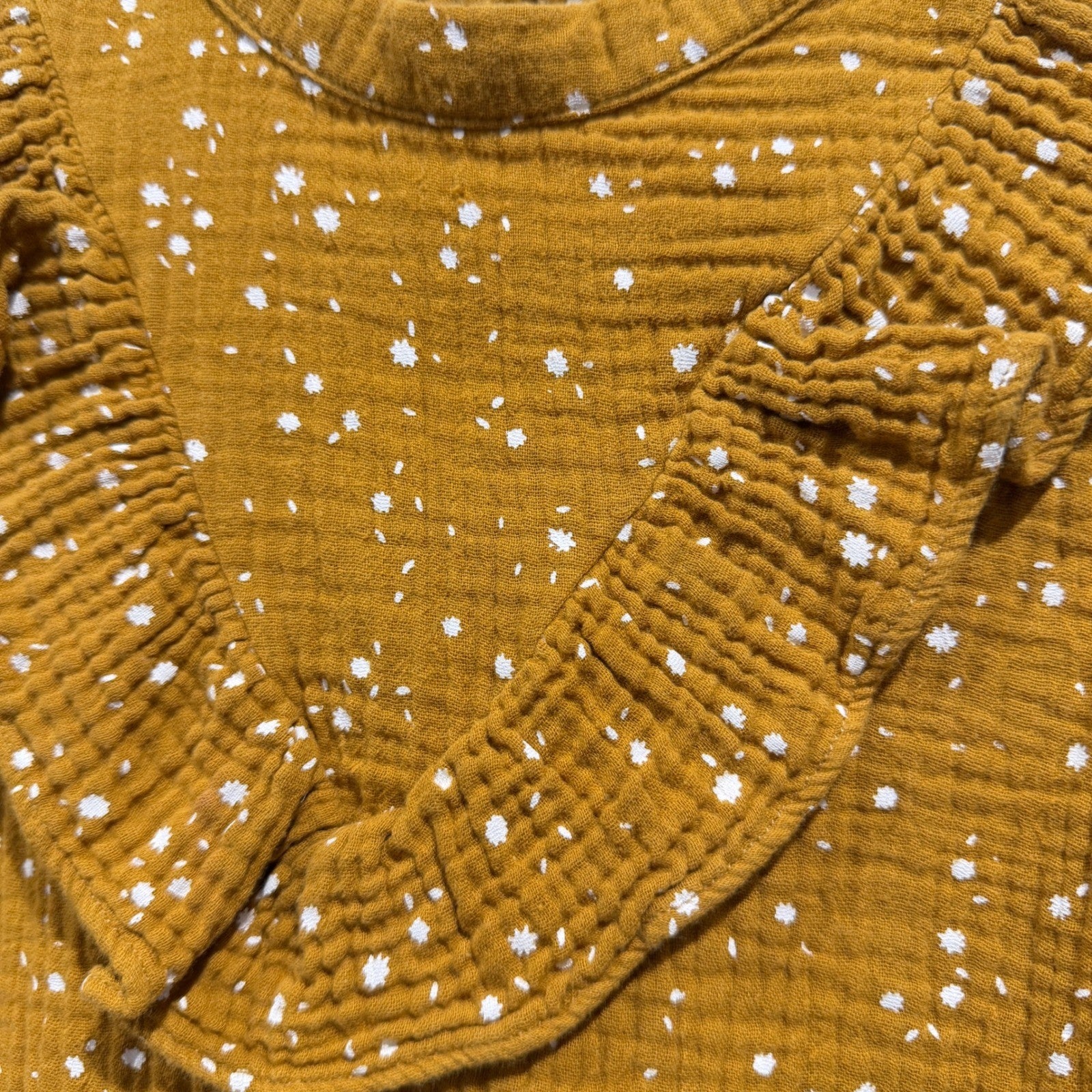 Rylee + Cru Dress Girls 2-3Y Mustard Star Gauze Ruffle Boho EUC1