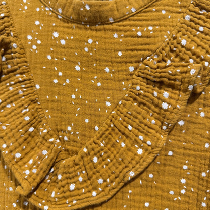 Rylee + Cru Dress Girls 2-3Y Mustard Star Gauze Ruffle Boho EUC1