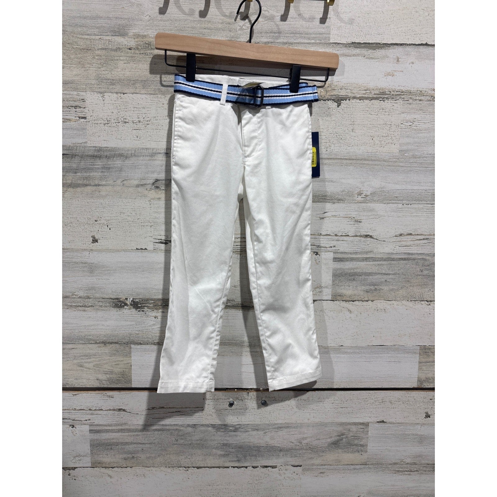Polo Ralph Lauren Chino Pants Boys 4T White Belted Preppy NWT *Flawed0