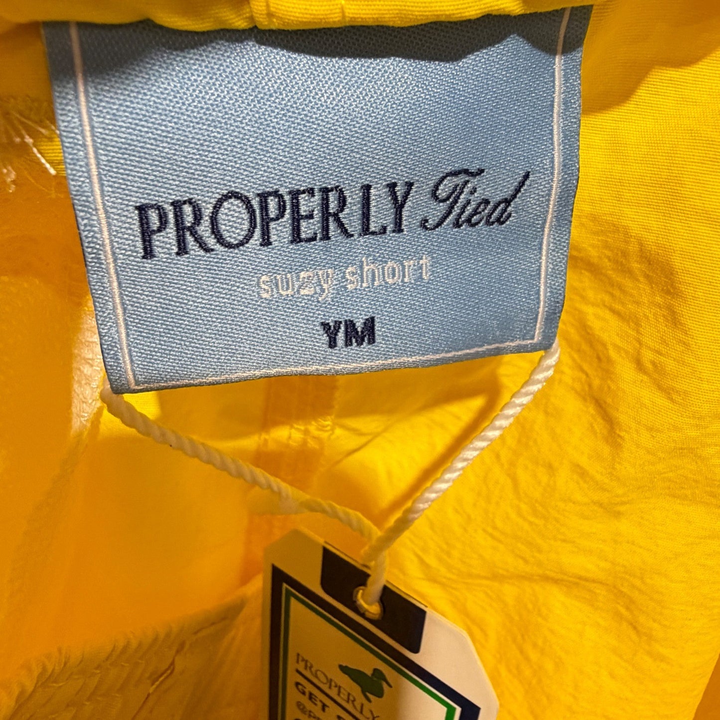 Properly Tied Suzy Short Girls YM Yellow Nylon Mesh Lined Preppy NWT4