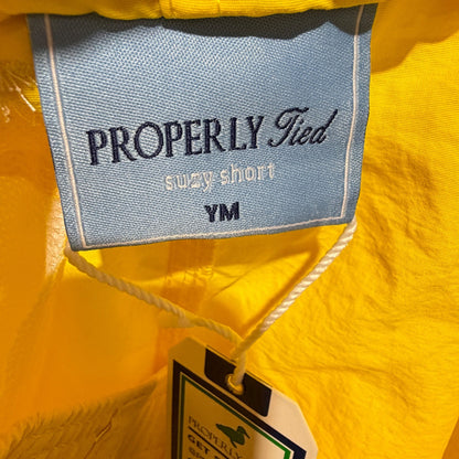 Properly Tied Suzy Short Girls YM Yellow Nylon Mesh Lined Preppy NWT4
