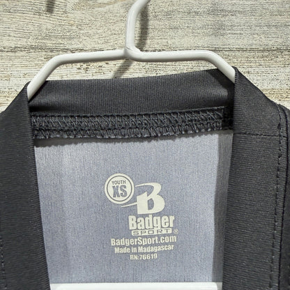 Badger Sport Shirt Youth XS Grey White Hexagon Bulldog Athletic EUC2