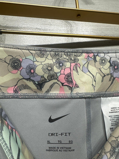 Nike Leggings Girls XL Gray Floral Dri-FIT Athletic EUC3