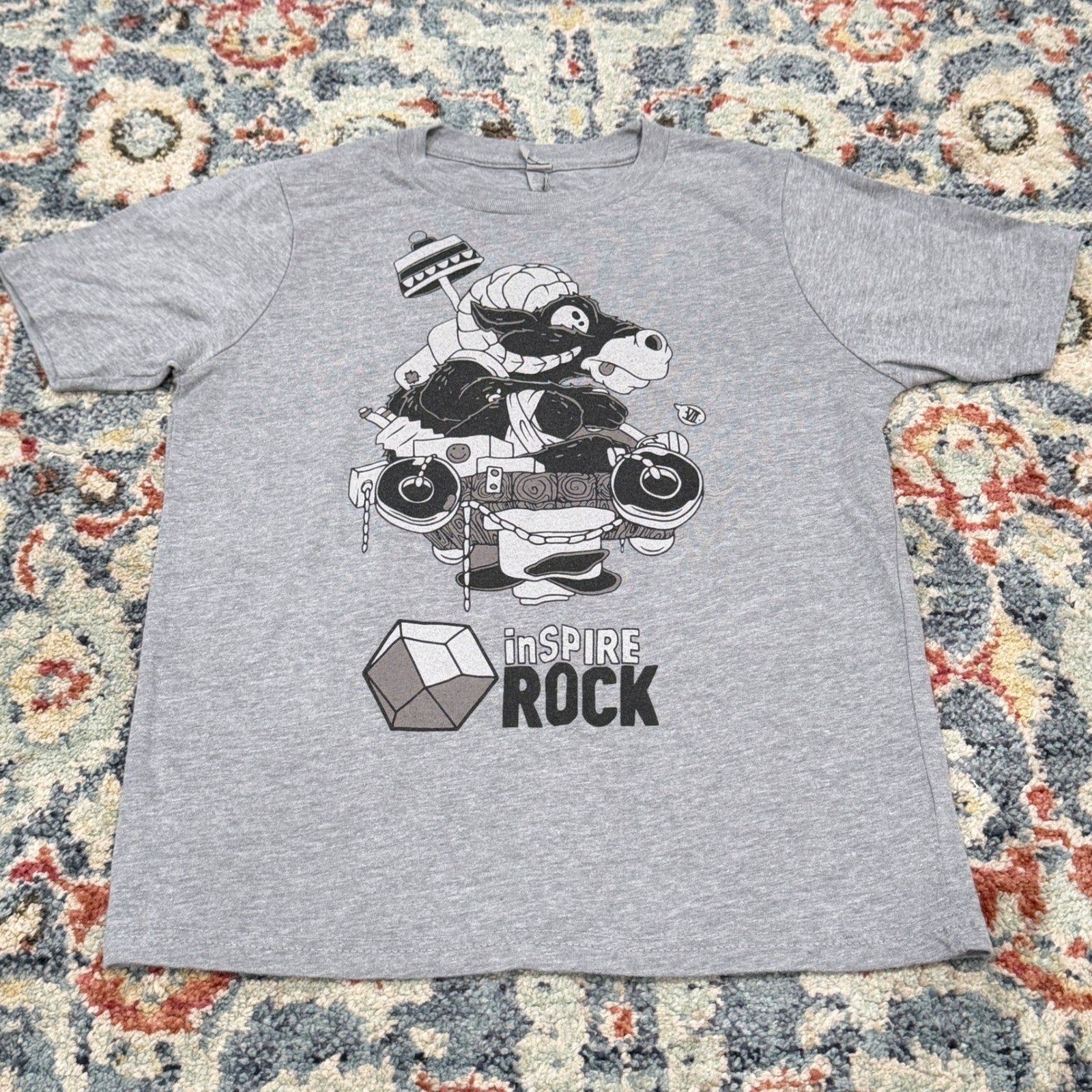 Next Level Inspire Rock T-Shirt Kids Medium Gray Graphic Climbing EUC0