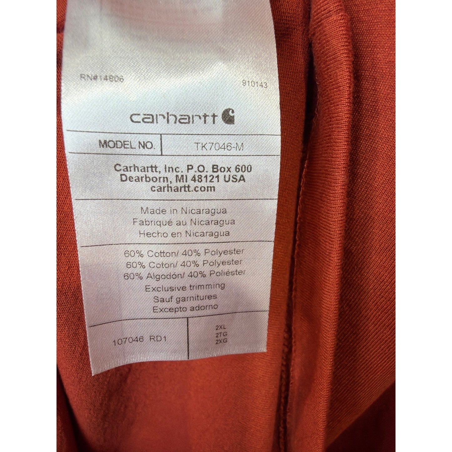 Carhartt Graphic T-Shirt Men 2XL Orange Relaxed Fit Logo Workwear EUC5