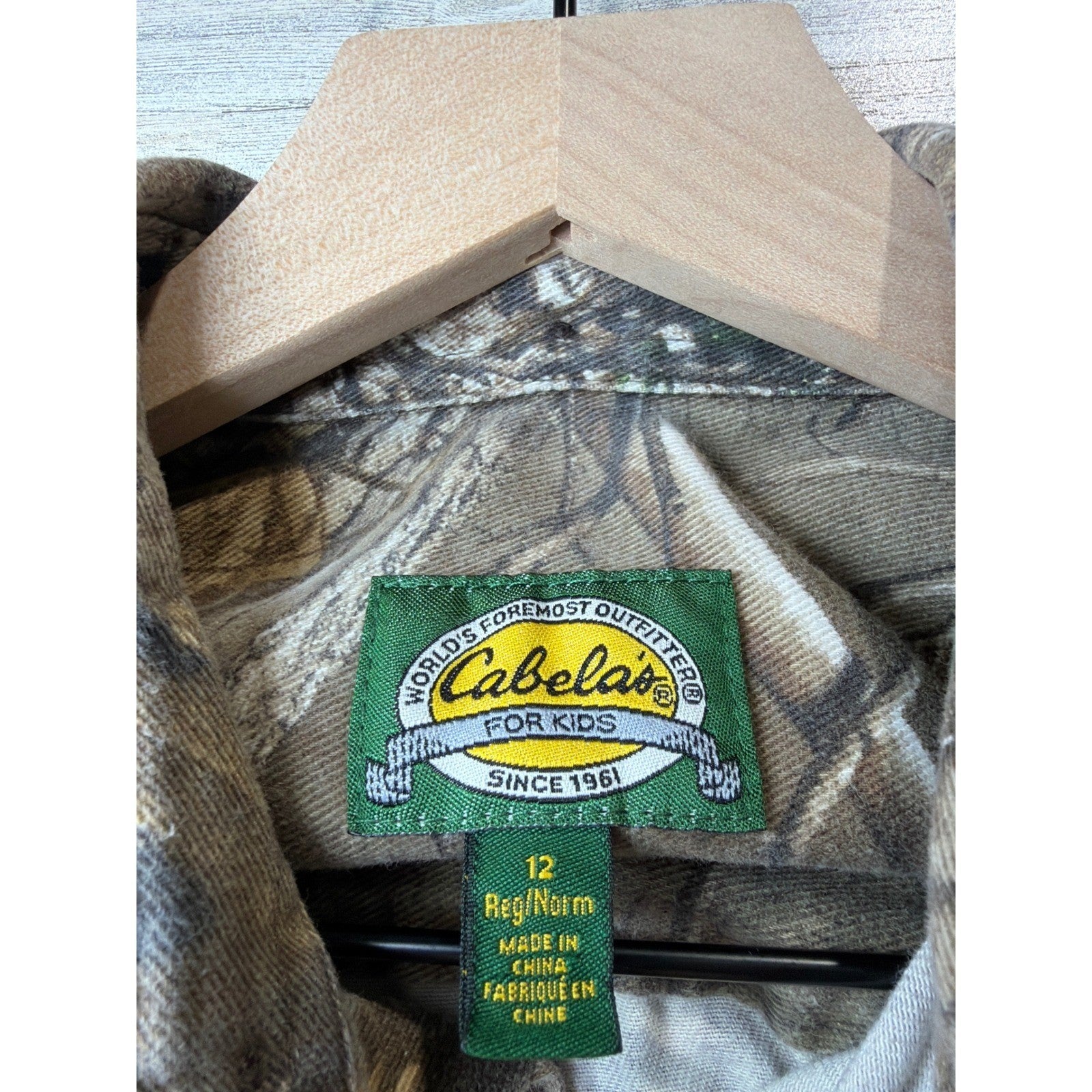 Cabela's Button Down Shirt Boys 12 Realtree Camo Hunting Gorpcore EUC1