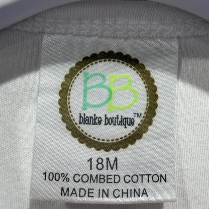 Blanke Boutique Caroline Graphic T-Shirt Girls 18M White Cotton Ruffle Spring2