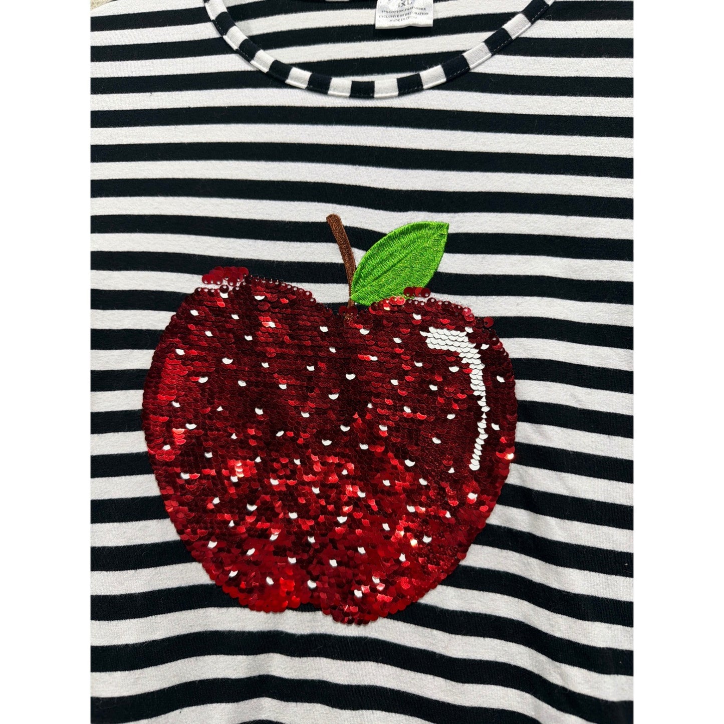 OshKosh Dress Shirt Jeggings Girls 7 Medium Sequin Apple Birthday GUC7