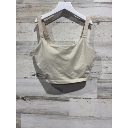 Aerie Sports Bra Women Small Beige Scoop Neck Athleisure Minimalist EUC0