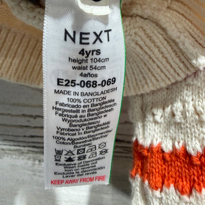 Next Pointelle Chevron Sweater Girls 4T Cream Rainbow Cotton Knit Boho EUC3
