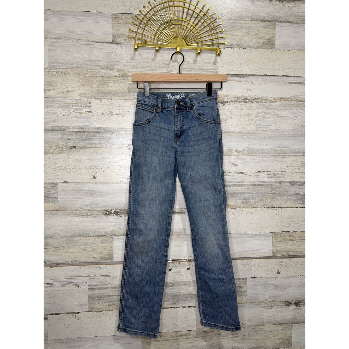 Wrangler Retro Slim Straight Jeans Boys 12 Slim Blue Denim Cowboy Western EUC0