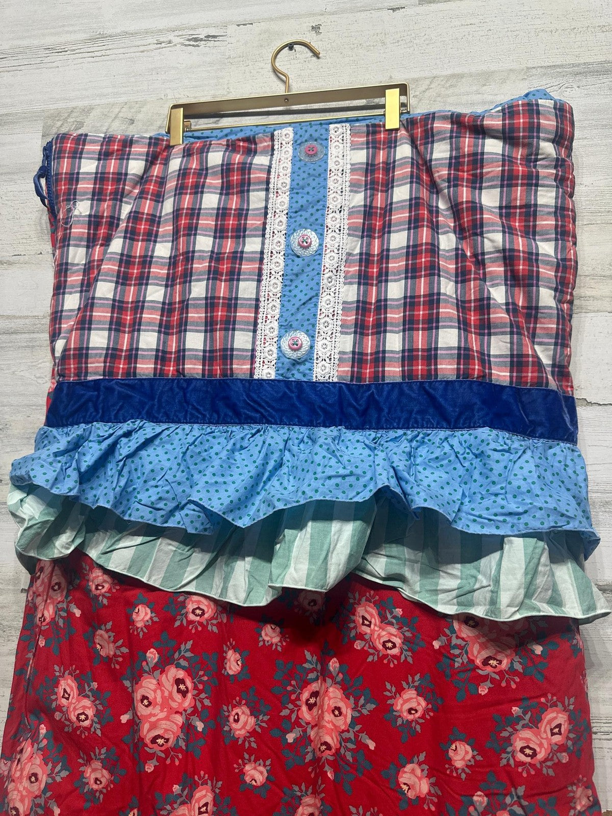Matilda Jane Sleeping Bag Kids Red Blue Floral Plaid Ruffle EUC1
