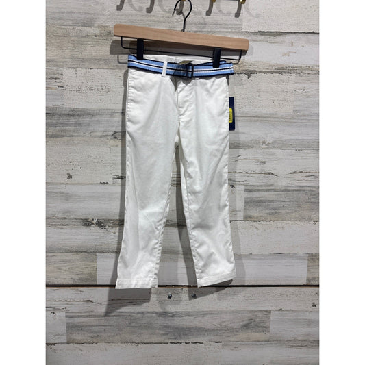 Polo Ralph Lauren Chino Pants Boys 4T White Belted Preppy NWT *Flawed0