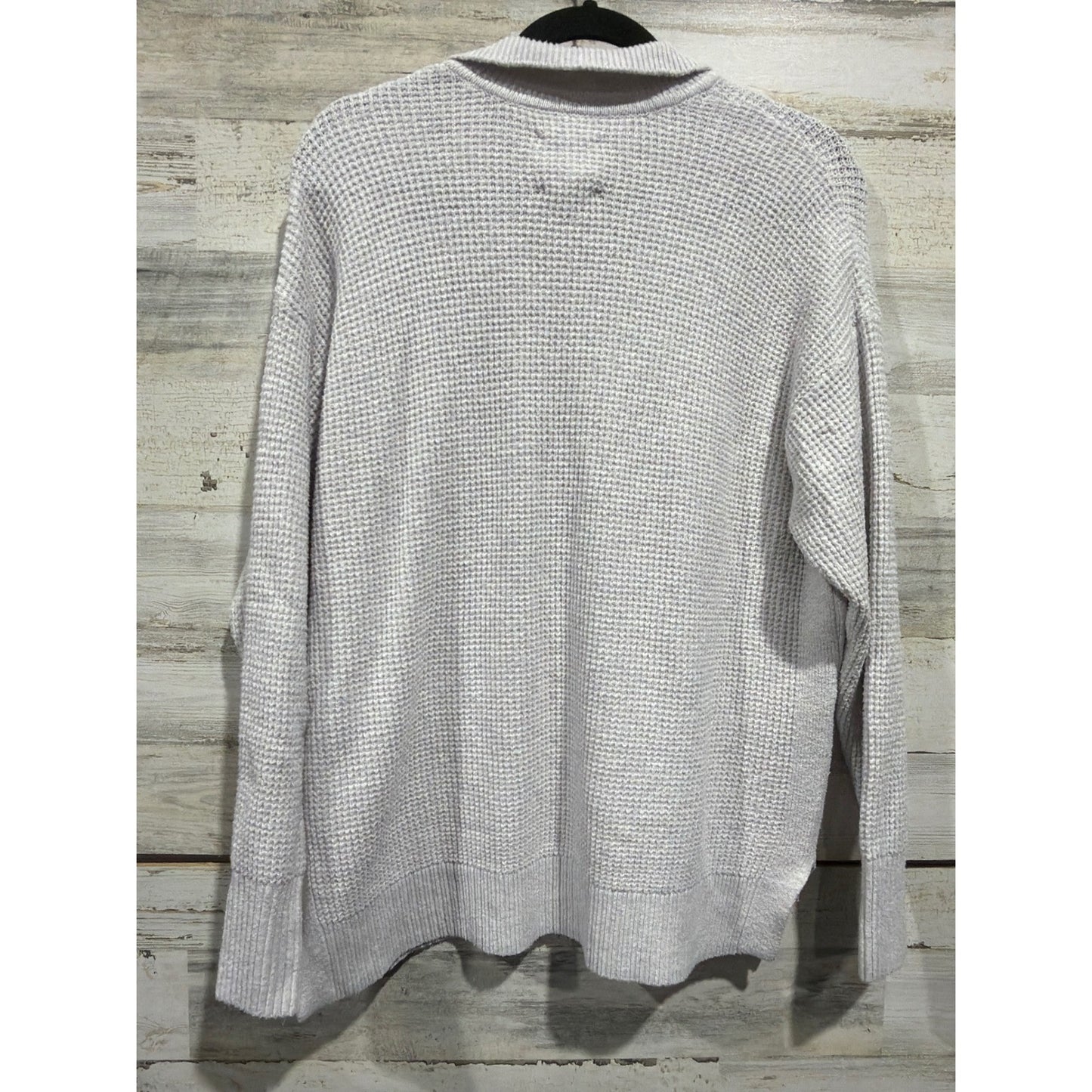 Aerie Waffle Knit Polo Sweater Women XXS Gray V-Neck Oversized EUC3