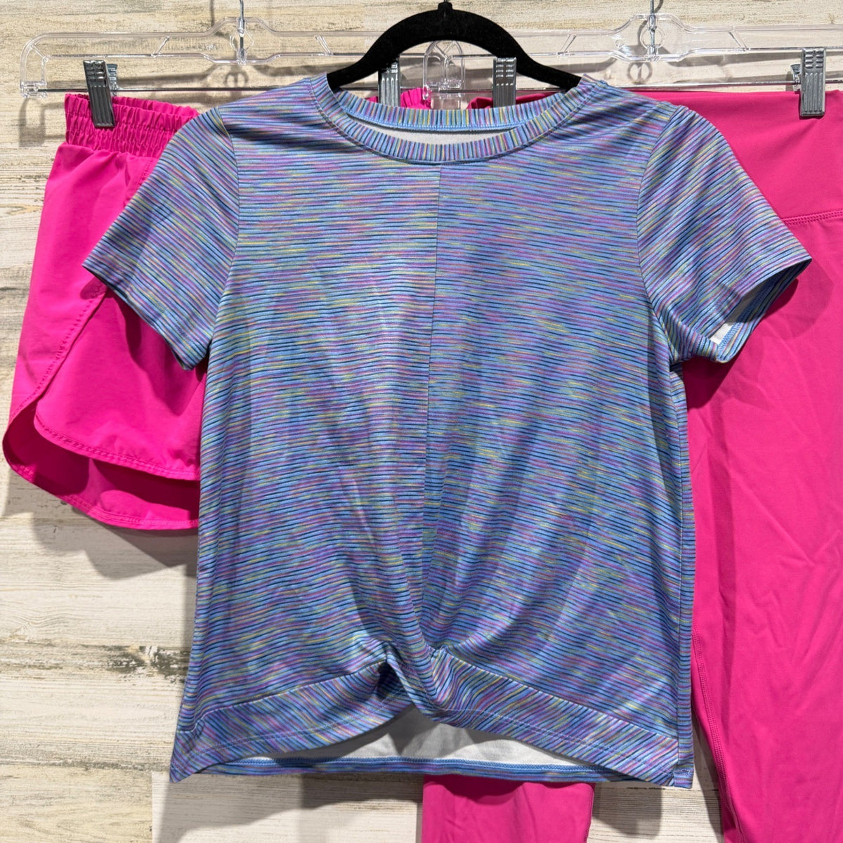 Activewear Bundle Girls Large 10/12 Pink Blue Spandex Sporty EUC1