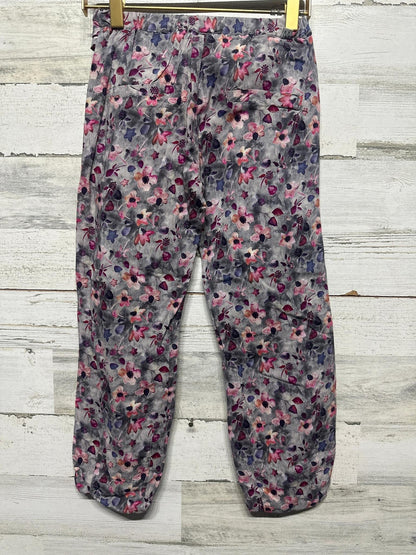 Wheat Floral Jogger Pants Girls 6 Grey Pink Purple Ruffle Waist NWT2