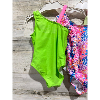 Snapdoodles Andy & Evan Swimsuit Bundle Girls 3T / 4 Green Pink Floral Flawed*4