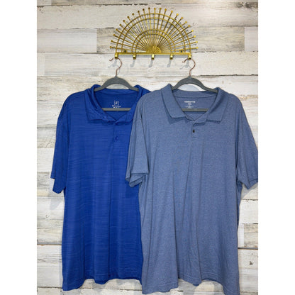 Claiborne George Polo Shirts Men XXL Blue Slim Stretch Bundle Dadcore0