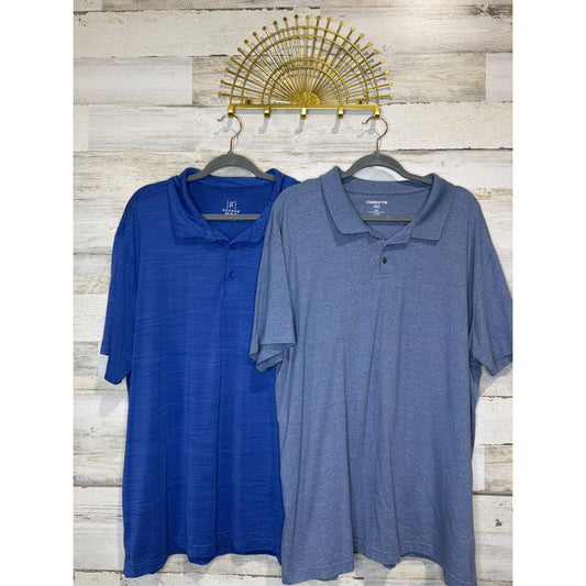 Claiborne George Polo Shirts Men XXL Blue Slim Stretch Bundle Dadcore0