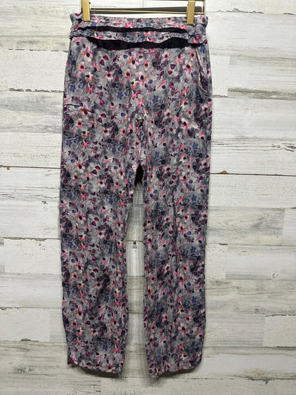 Wheat Trousers Girls 12 Grey Floral Ruffle Waist Viscose Pants NWT0