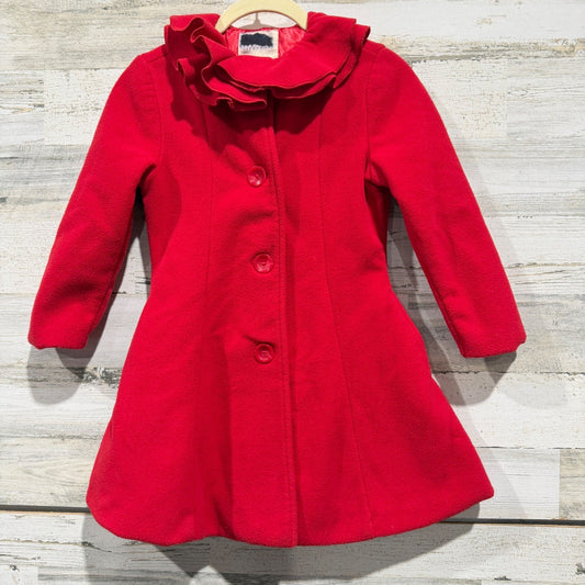 Copper Key Ruffle Coat Girls 6/6X Red Fleece Peacoat Holiday Classic *Flawed0