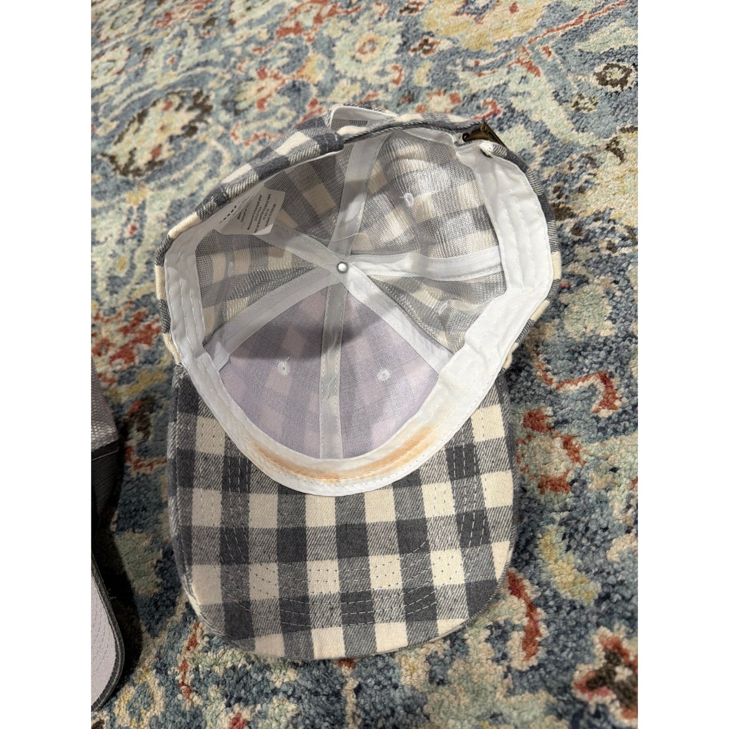 Baseball Caps Women One Size Adjustable Gray Football Plaid Sporty *Flawed7
