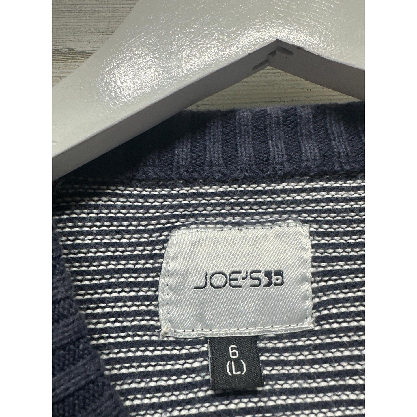 Joe's Jeans Knit Sweater Boys 6 Navy Blue Striped Raglan Pullover EUC1
