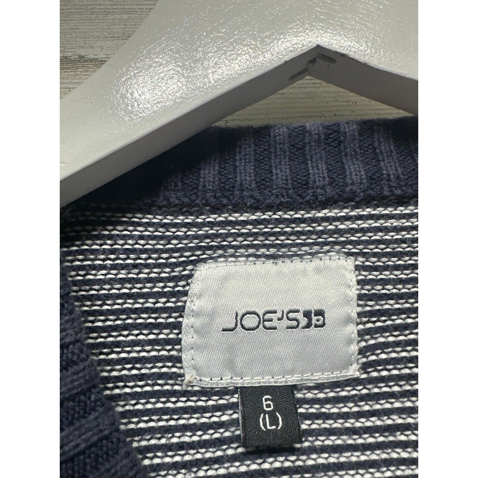 Joe's Jeans Knit Sweater Boys 6 Navy Blue Striped Raglan Pullover EUC1