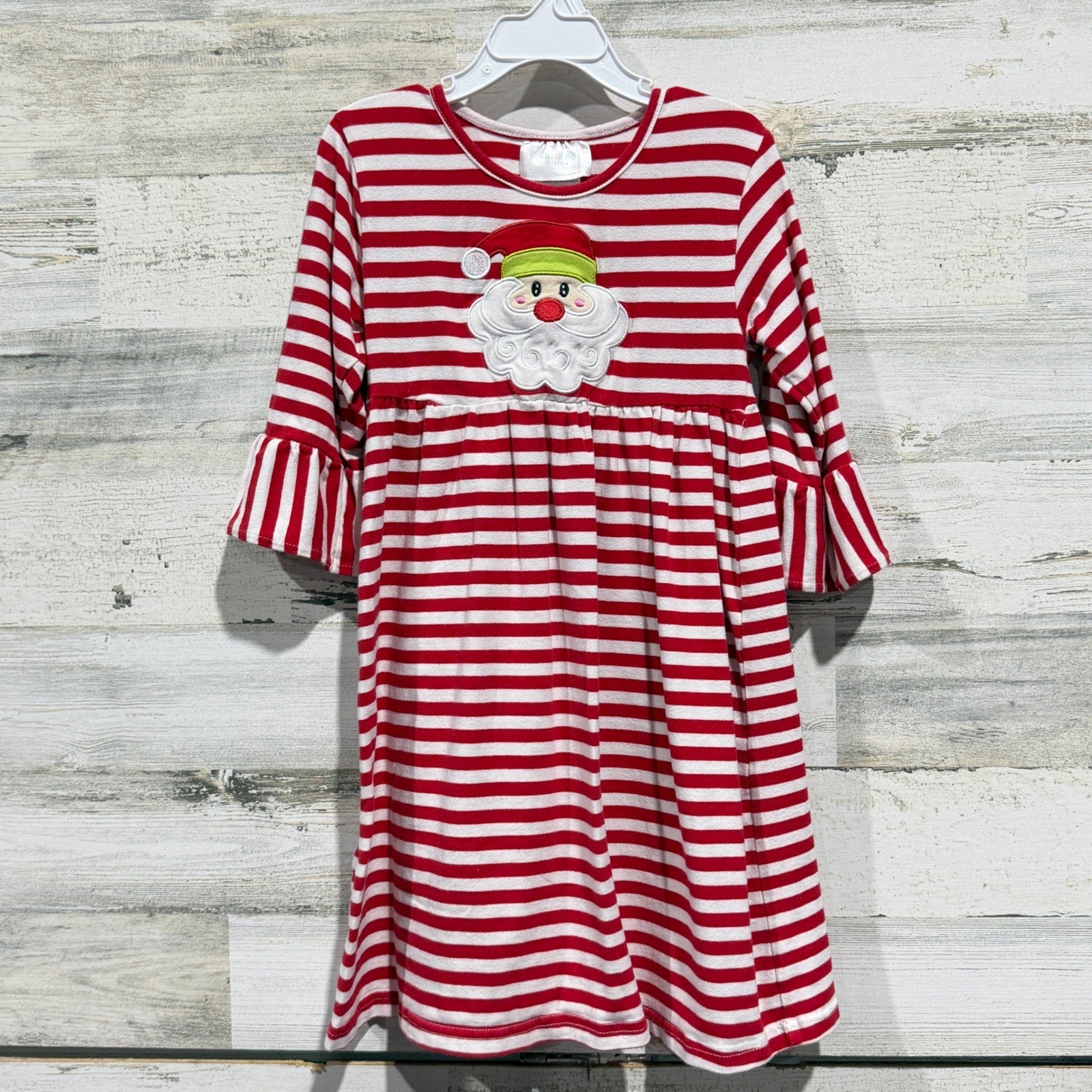 Southern Tots Santa Dress Girls 6 Red Striped Ruffle Christmas Boutique0