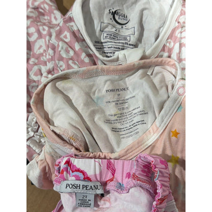 Posh Peanut Snuggle Bums Bundle Girls 2T Pink Leopard Lamb Bamboo EUC7