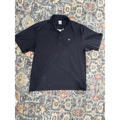 Callaway Golf Polo Shirt Lot Mens XXL Blue Black Striped Microprint4