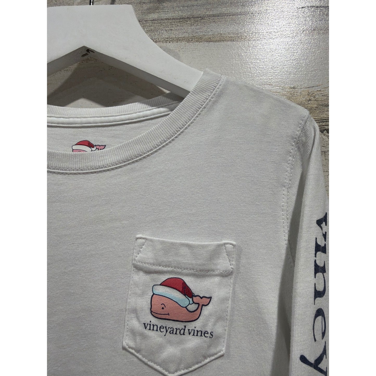 Vineyard Vines Shirt Boys 4T White Santa Whale Long Sleeve Christmas Preppy1