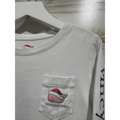 Vineyard Vines Shirt Boys 4T White Santa Whale Long Sleeve Christmas Preppy1