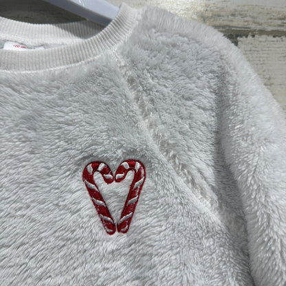 Hanna Andersson Grinch Marshmallow Fleece Sweatshirt Girls 4 White Holiday EUC1