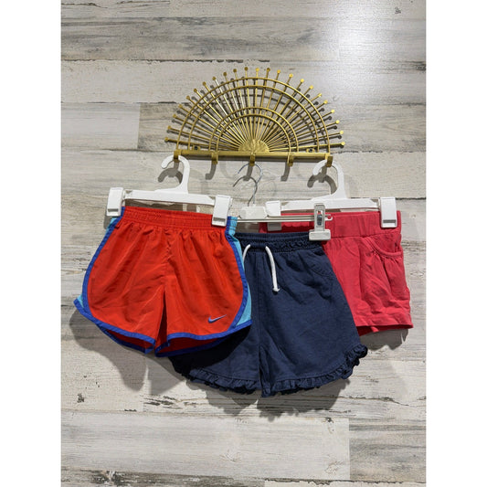 Nike Lucky Penny Gymboree Shorts Girls 6 6X Orange Blue Coral Athletic Ruffle0