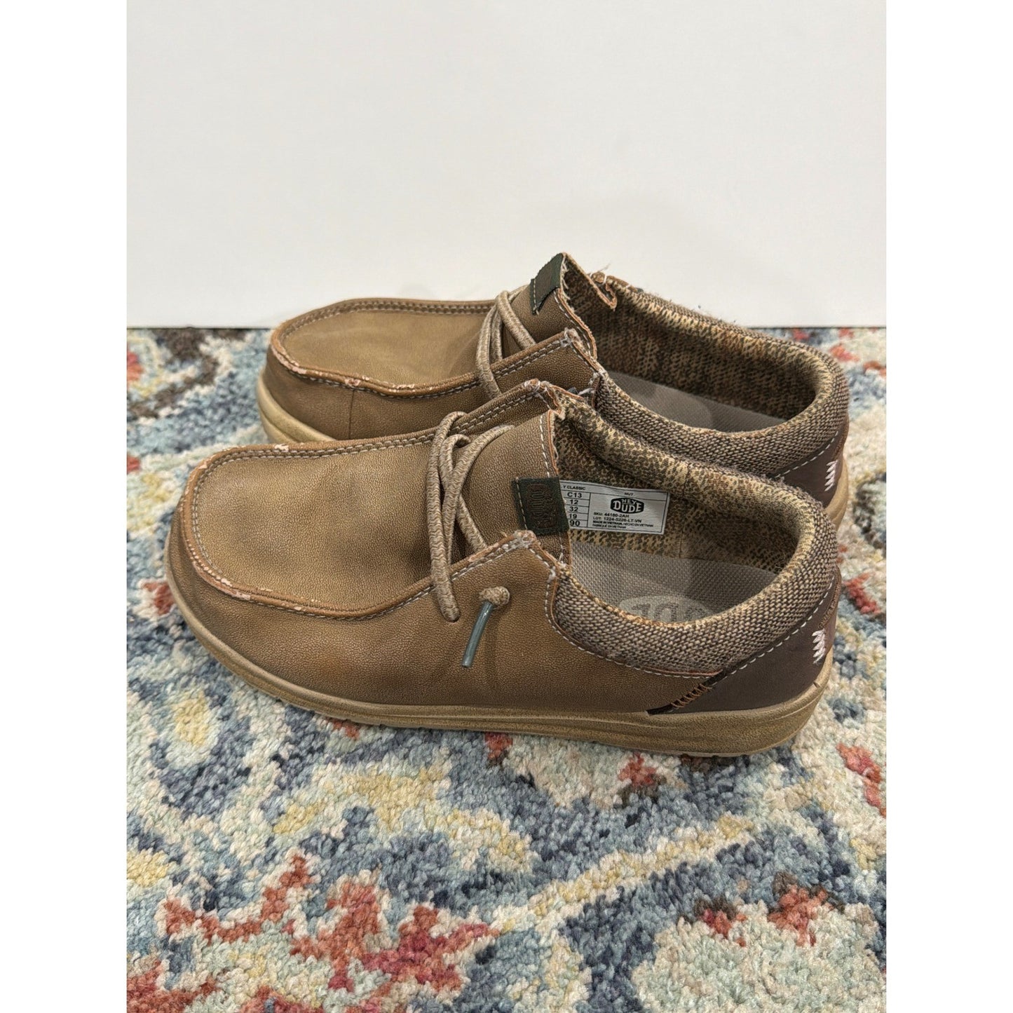 Hey Dude Wally Loafers Boys C13 Brown Faux Leather Slip On3