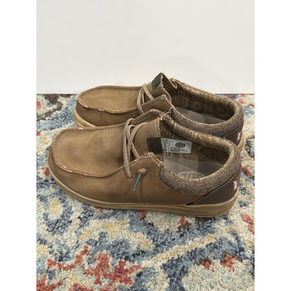 Hey Dude Wally Loafers Boys C13 Brown Faux Leather Slip On3