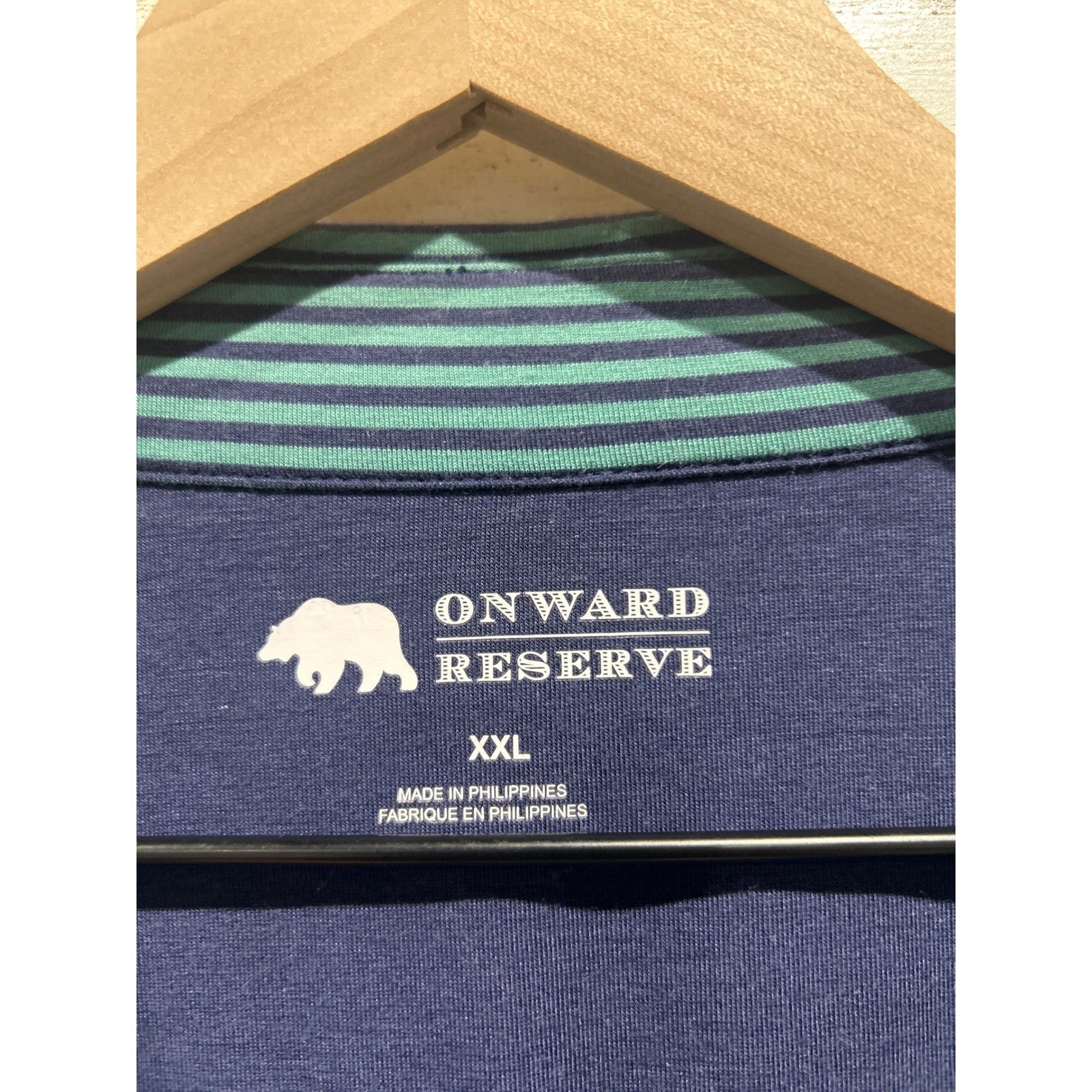 Onward Reserve Polo Shirt Men XXL Teal Striped Performance Golf Gorpcore EUC1