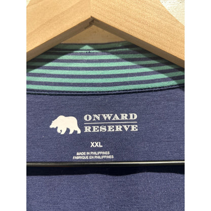 Onward Reserve Polo Shirt Men XXL Teal Striped Performance Golf Gorpcore EUC1