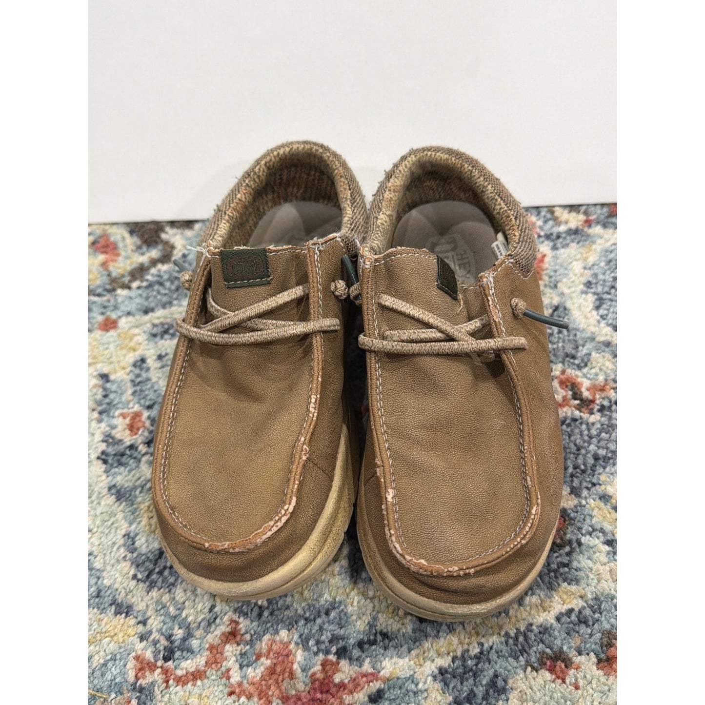 Hey Dude Wally Loafers Boys C13 Brown Faux Leather Slip On1